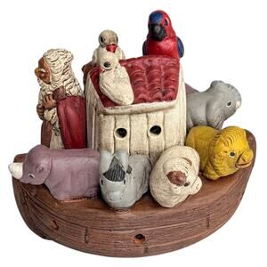Merida Peru Pottery Noah's Ark Figurine 5" Handmade Clay Bible Story Animals New